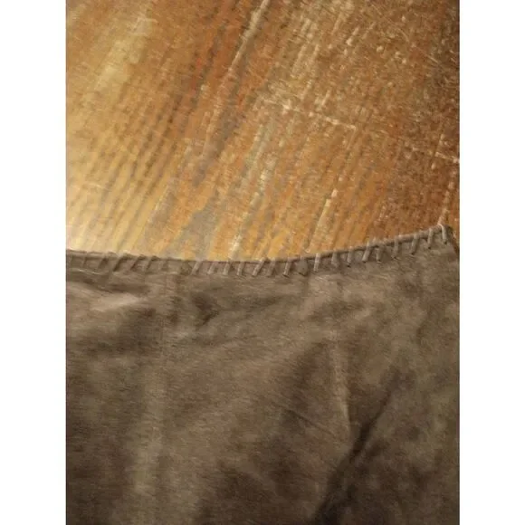 Vintage Sz 6 Margaret Godfrey Brown Suede Leather Maxi Skirt Flower Cut Out Hem - Picture 4 of 8